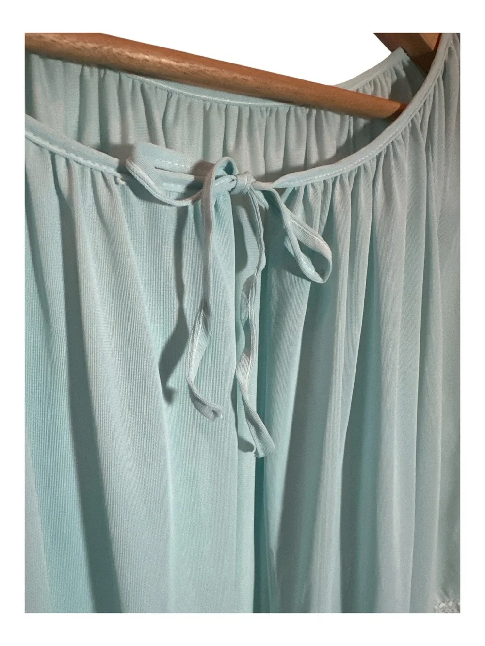 VTG 70's Baby Blue Nylon Lace Trim PEIGNOIR SET Berkliff MED Robe Nightie & Gown